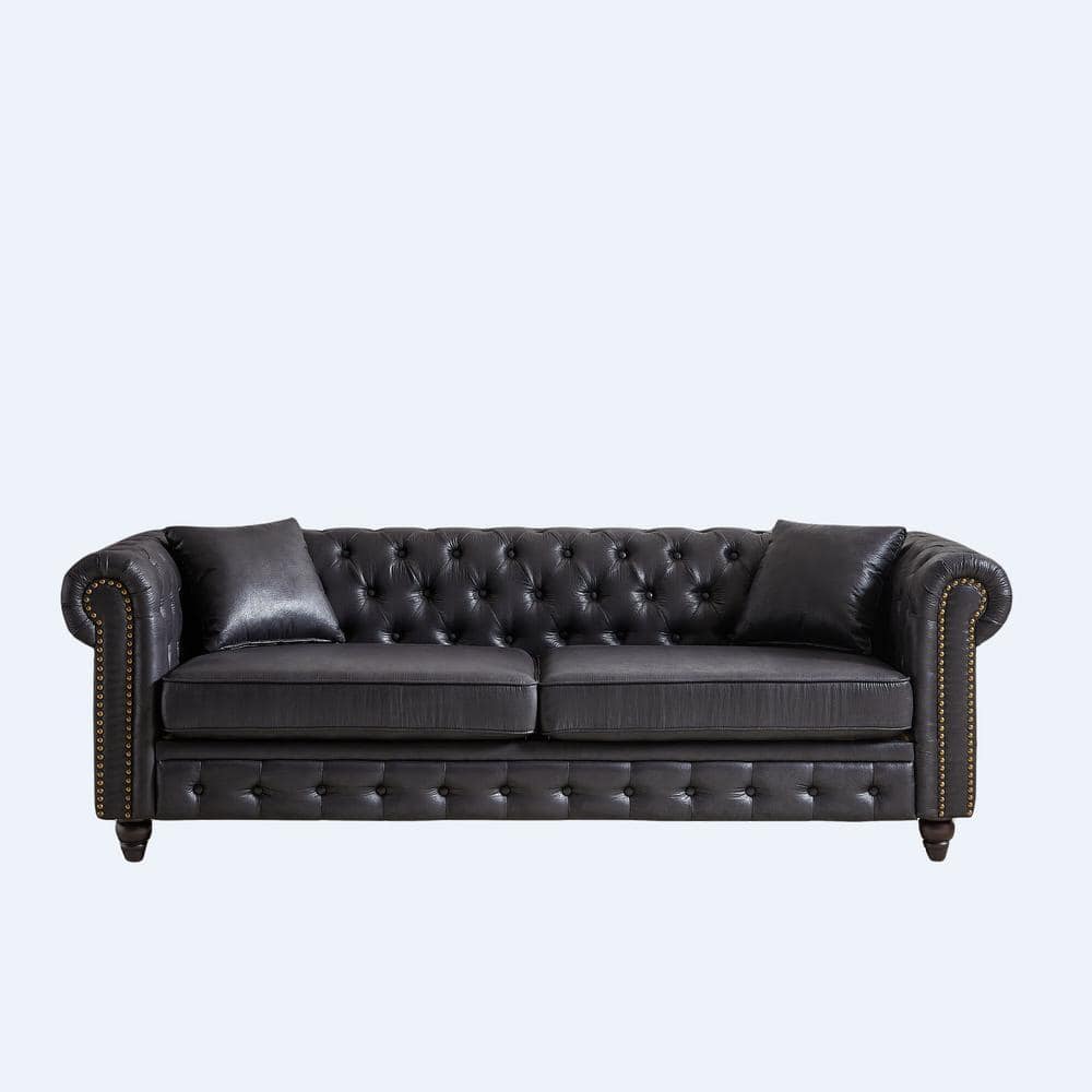 yaaamaaa24★ Z-joyee 85.5 in Wide Rolled Arm Faux Leather Rectangle Modern
