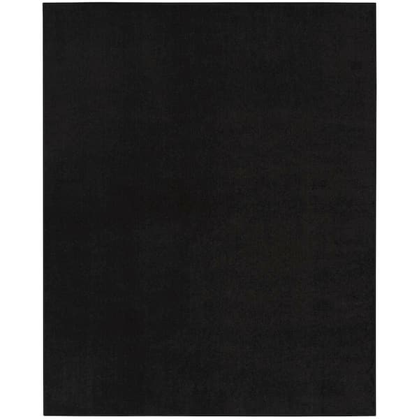 Nourison Essentials 8 ft. x 11 ft. Black Solid Contemporary Indoor/Outdoor Patio Area Rug