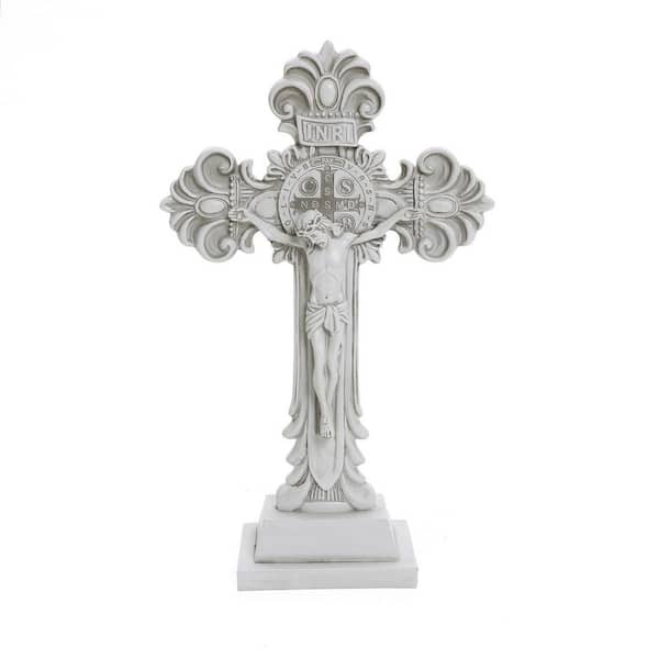 Off White Polyresin Holy Cross Jesus Crucifix 1.6 ft. Tall Statue