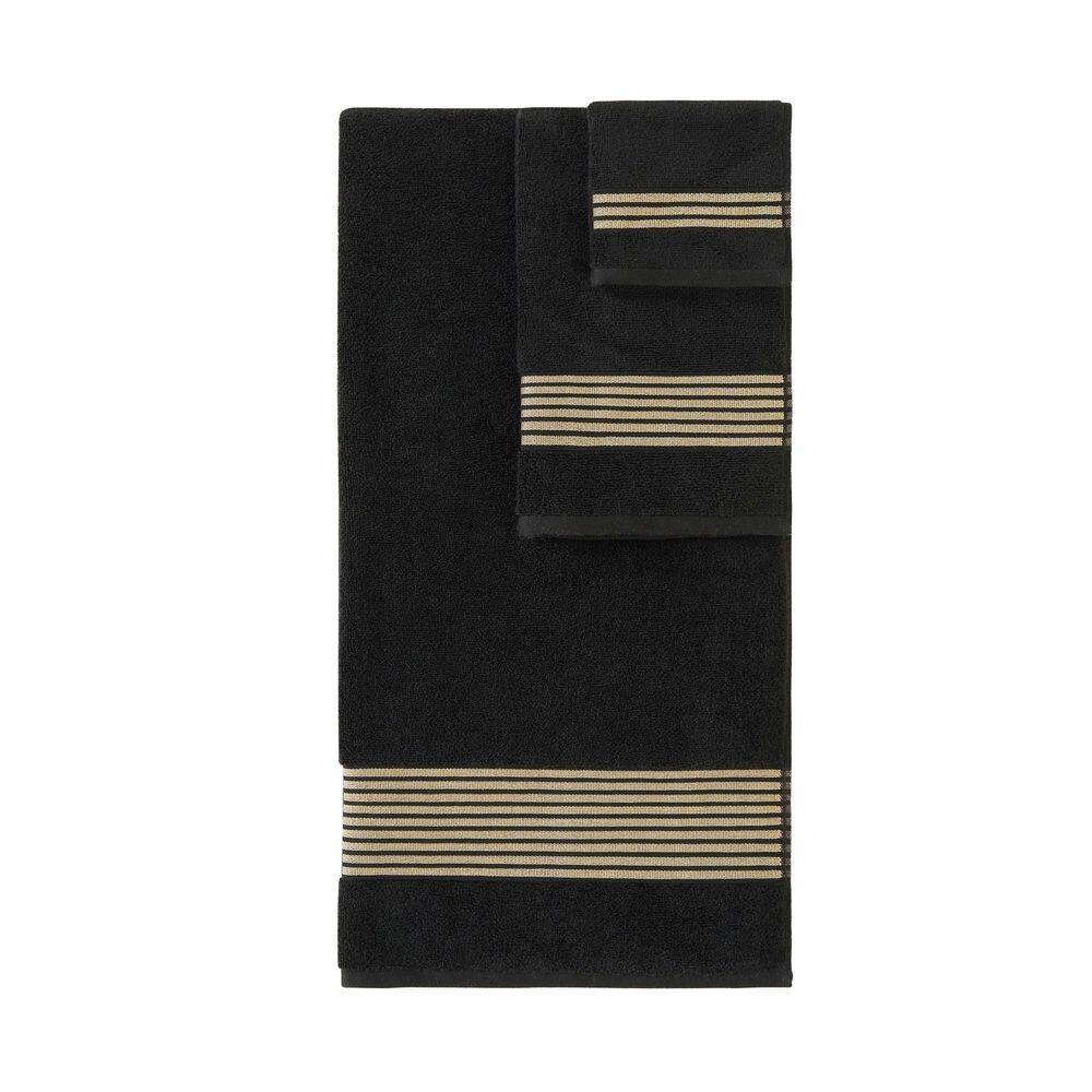 Melissa 6-Piece Black Striped Cotton Bath Towel Set