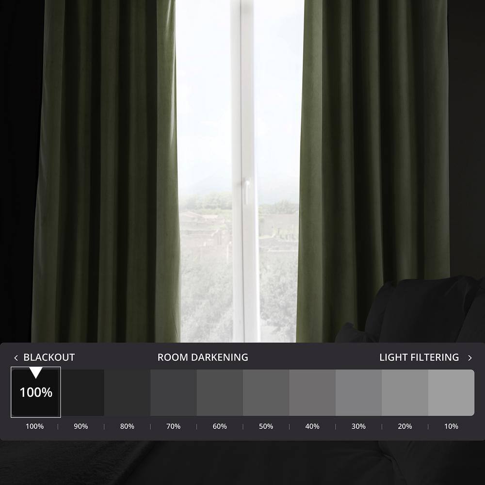 Hunter Green Velvet Blackout Curtain Panel 50W x 120L