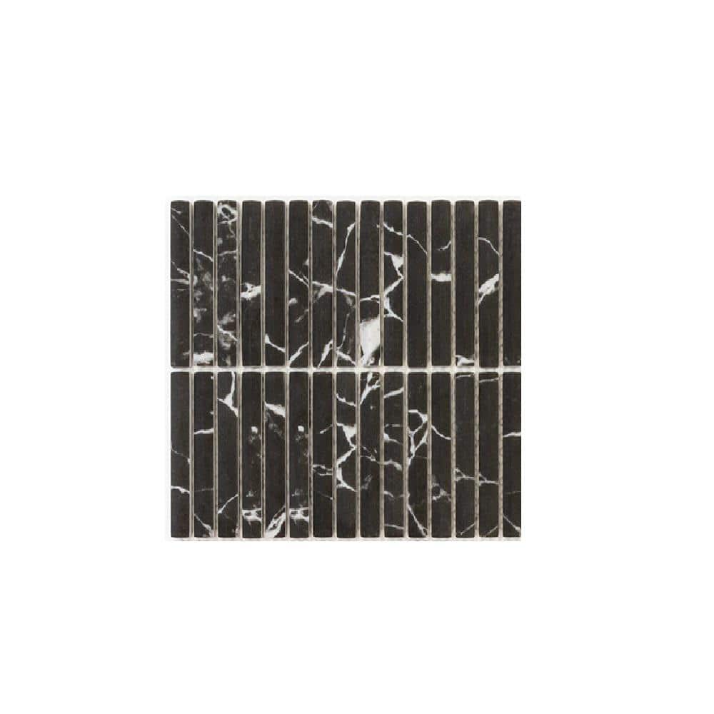 Take Home Tile Sample - Doric Marquina 4 in. x 4 in. Stack Black Matte Glass Mosaic price history on PriceWatchPro