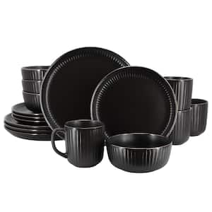 Leo 16-Piece Stoneware Dinnerware Set in Black