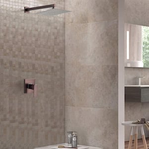 Single-Handle 1-Spray Square Shower Faucet in Oil Rubbed Bronze 1.5 GPM Stainless Steel Showerhead