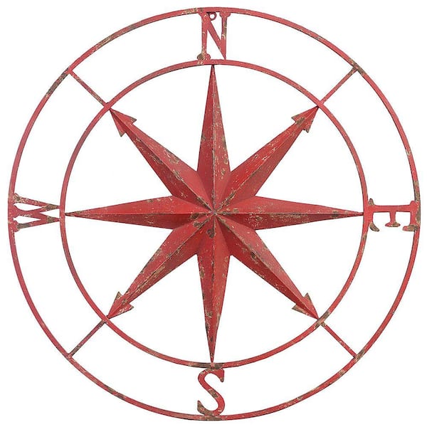 Storied Home 41 in. Dia. Compass Rose Metal Wall Plaque