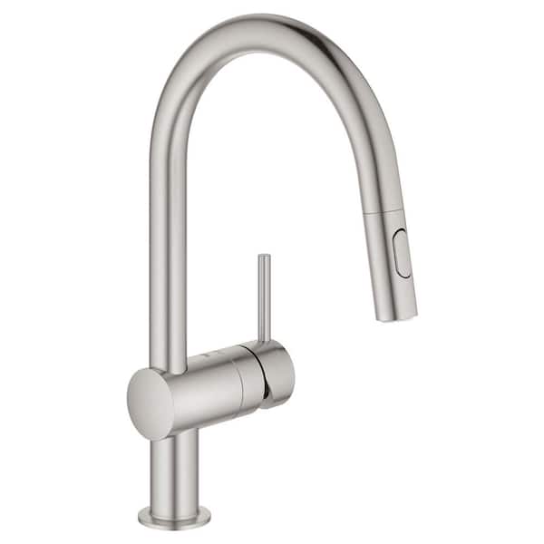GROHE Minta Single-Handle Dual Spray Pull-Out Sprayer Kitchen Faucet 1.75 GPM in SuperSteel InfinityFinish