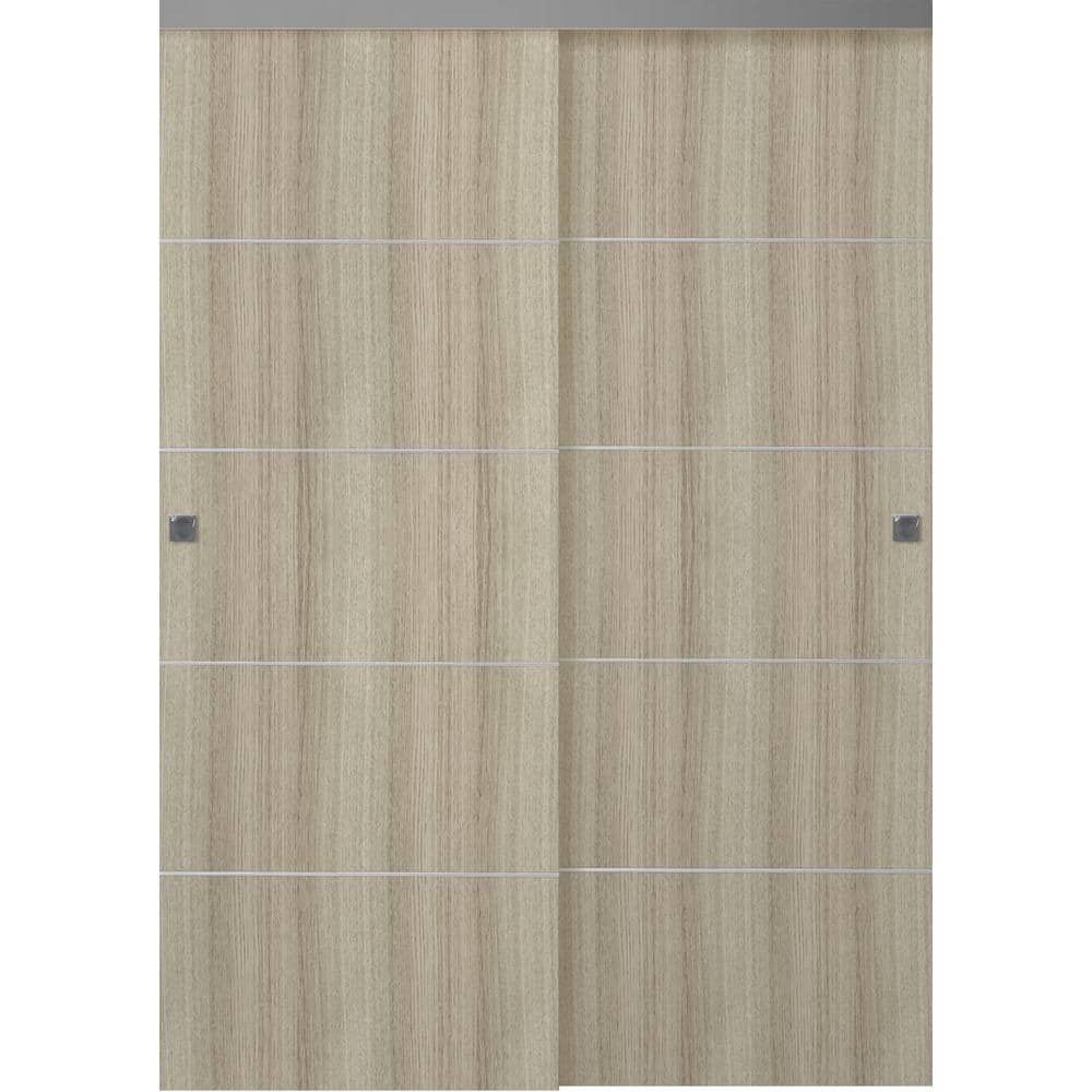 Belldinni Stella 4H 60 in. x 80 in. Shambor Finished Wood Composite Bypass Sliding Door, Beige/Shambor -  260227