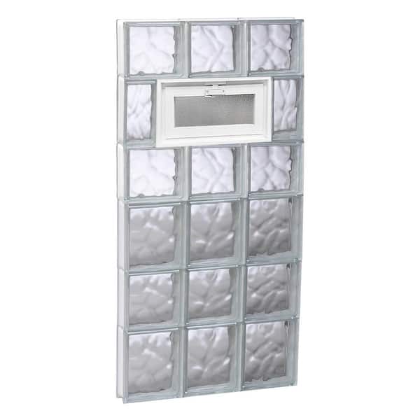 Clearly Secure 17.25 in. x 40.5 in. x 3.125 in. Frameless Wave Pattern Vented Glass Block Window
