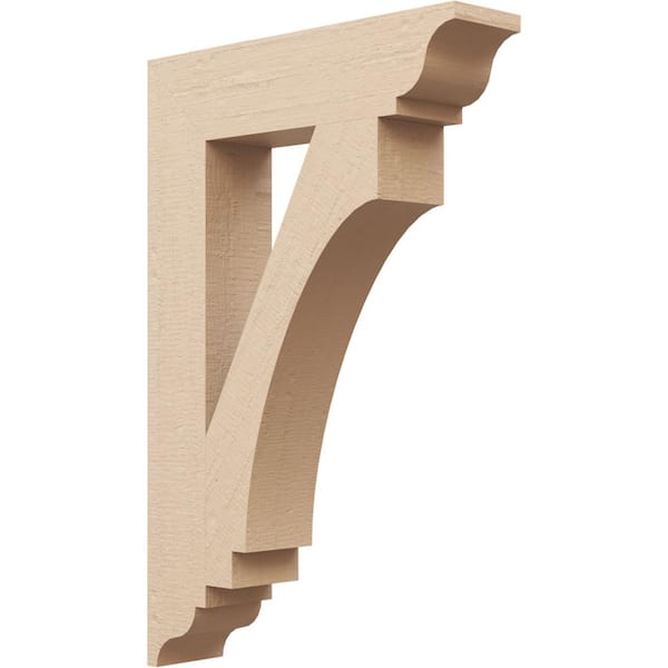 Ekena Millwork 3.5 in. x 24 in. x 16 in. Imperial Traditional Rough Cedar Woodgrain Timberthane Polyurethane Bracket, Primed Tan