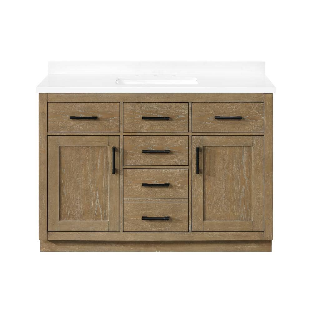 Bailey 48" Driftwood Oak Single Bathroom Vanity with Quartz Top