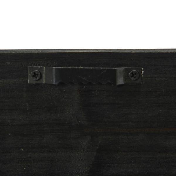 Black Firwood and Rattan Rectangular Wall Mirror