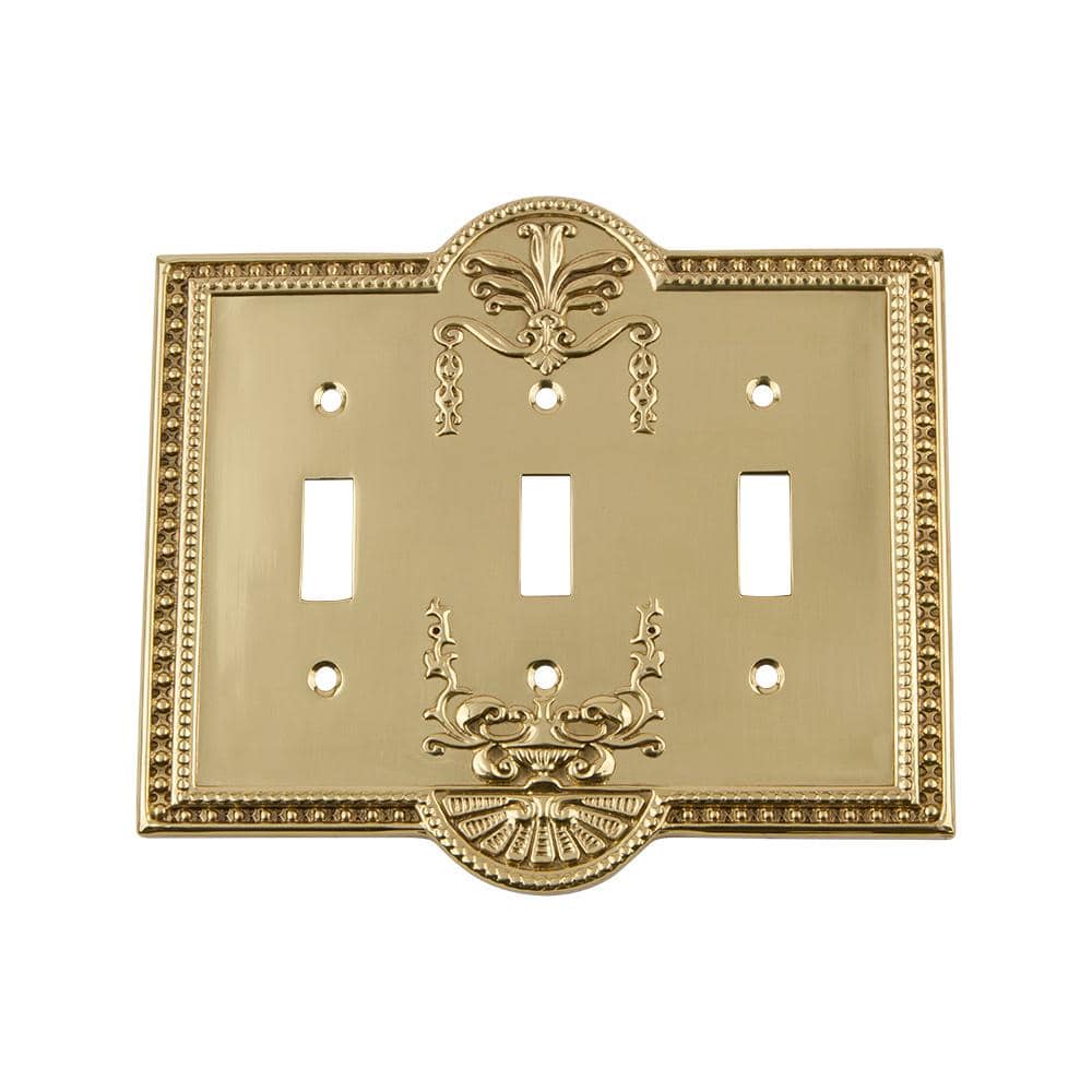 Nostalgic Warehouse Brass 3Gang 3Toggle Wall Plate (1Pack) 719928