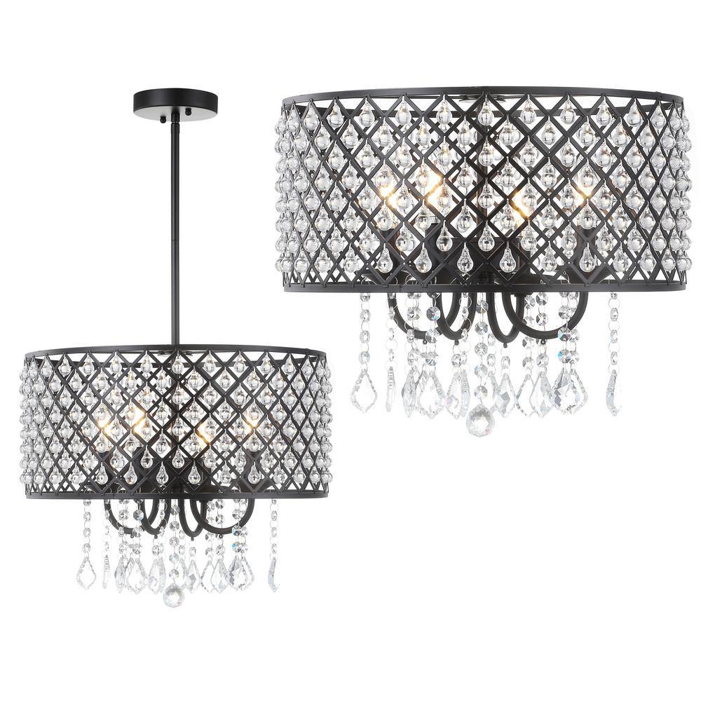 Gigi 17" Black Metal/Crystal LED Glam Drop Chandelier