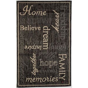 FW Collection Home Family Black 9 ft. x 12 ft. Polypropylene Indoor/Outdoor Area Rug