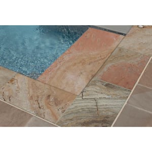 Porcini 2 in. x 12 in. x 24 in. Brushed Travertine Pool Coping (15 Piece / 30 Sq. ft. / Pallet)