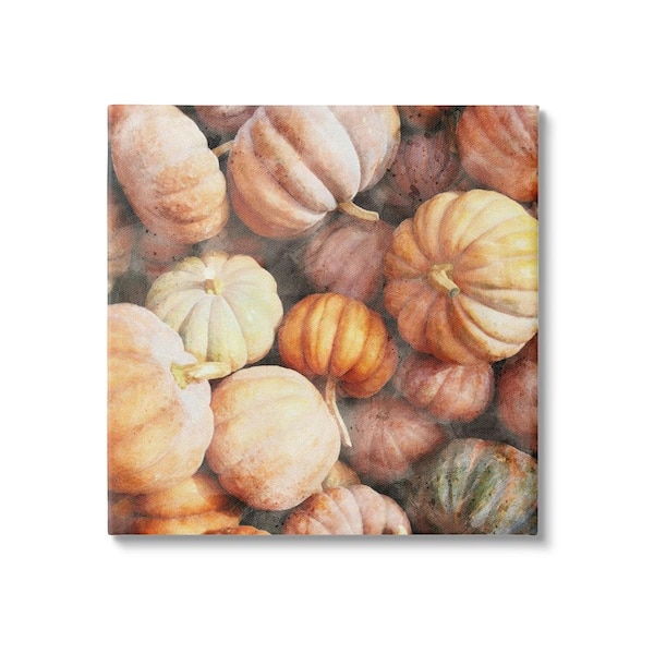 Stupell Industries Fall Pumpkins and Gourds byLSR Design Studio 1-Piece Unframed Graphic Print Country Poster Art Print 30 in. x 30 in.