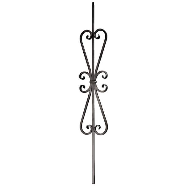 arteferro 44 in. x 1/2 in. Scroll 7 in. x 24 in. Dark Champagne Powder Coated Wrought Iron Metal Stair Baluster