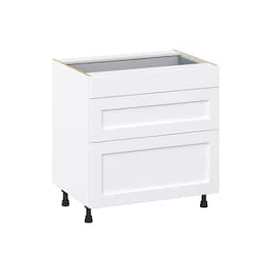 Mancos Bright White Shaker Assembled Base Kitchen Cabinet with 3 Drawer (33 in. W X 34.5 in. H X 24 in. D)