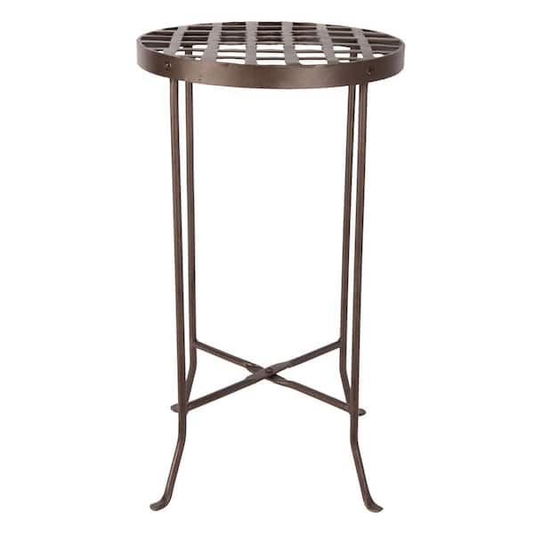 Large Iron Round Table Flowers Plant Stand (25 in. Tall) Roman Bronze Powder Coat Finish