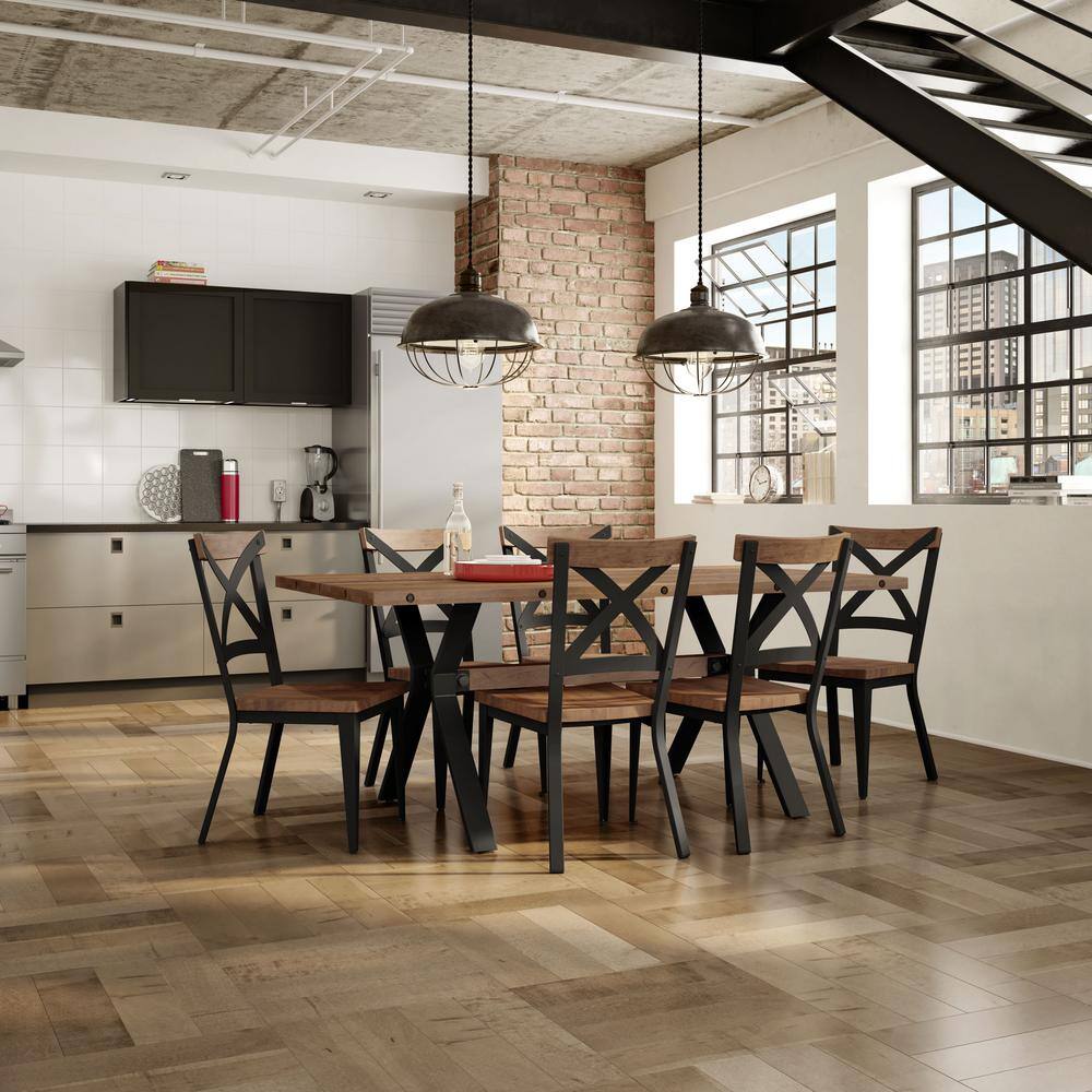High Cross Back Brown Metal Side Chair