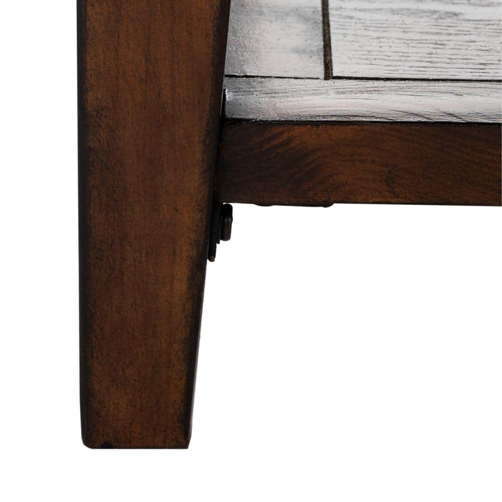 Transitional Sepia Brown Wood Coffee Table with 3 Drawers