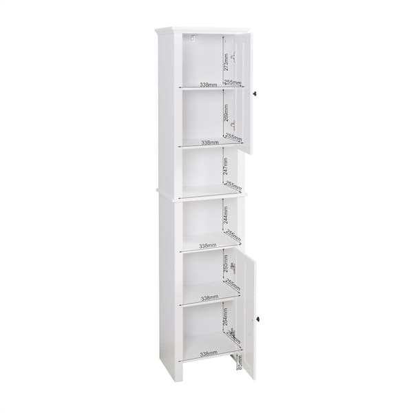 15.7 in. W x 11.8 in. D x 67 in. H Freestanding White Linen Cabinet with 2-Doors Anti-Tip, 6-Shelves