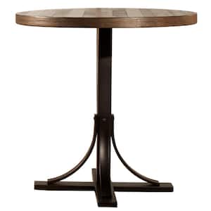Jennings Traditional Brown Wood 36 in. Pedestal Dining Table Seats 2