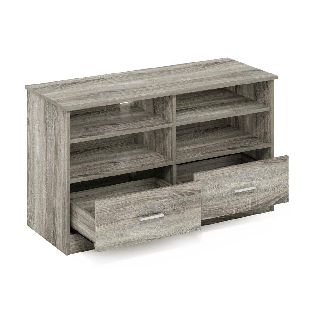 French Oak Composite Wood TV Stand with Drawers