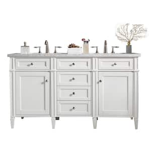 Brittany 60 in. W x 23.5 in.D x 34 in. H Double Vanity in Bright White with Solid Surface Top in Arctic Fall