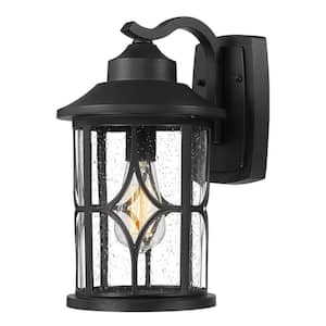 14.6 in. Black Not Motion Sensing Dusk to Dawn Outdoor Hardwired Wall Lantern Scone with No Bulbs Included