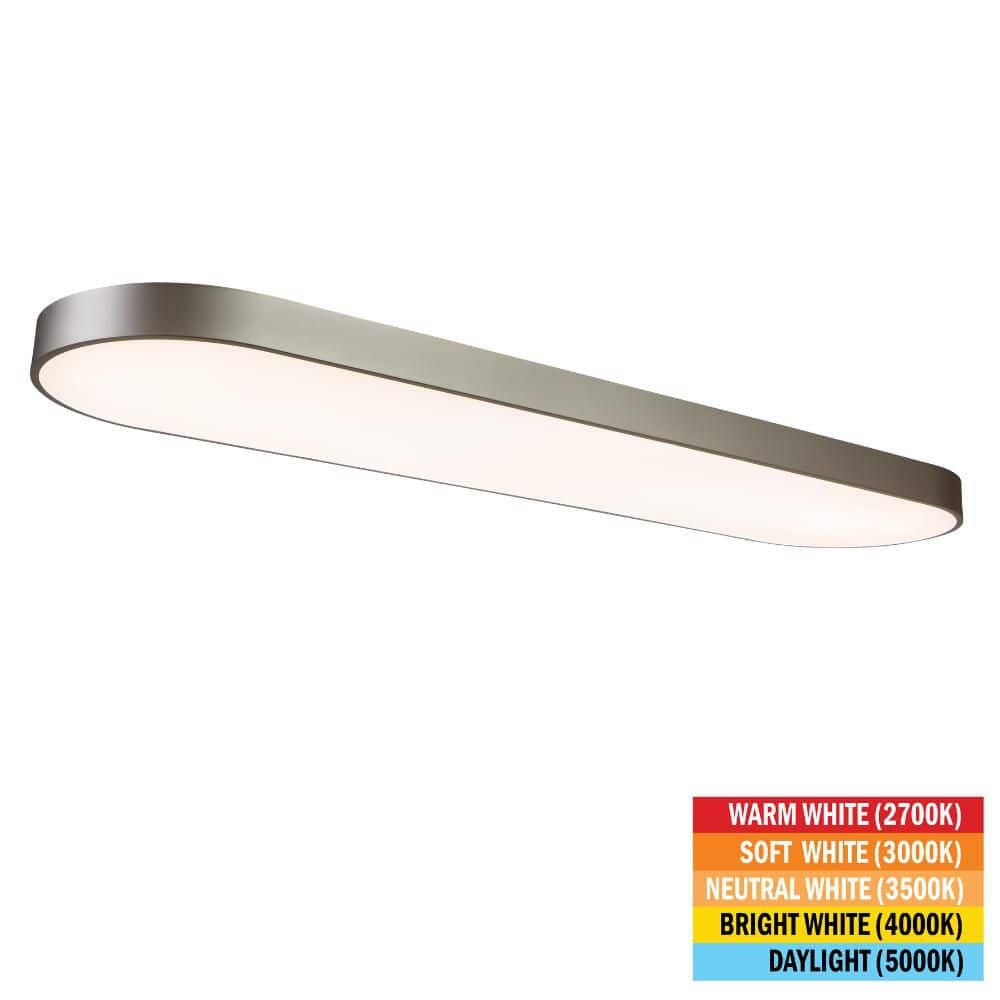 4 ft. x 12 in. Satin Nickel LED Flush Mount Ceiling Light Fixture 2700K 3000K 3500K 4000K 5000K 4500 Lumens 55-Watt 120V price history on PriceWatchPro
