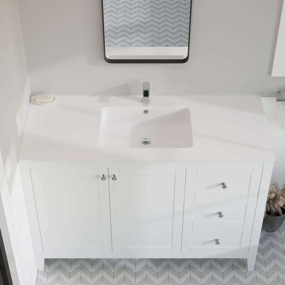 Voltaire 49" Glossy White Ceramic Vanity Top with Single Basin