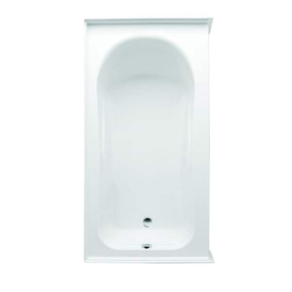 Aquatic Vincenzo Q 66 in. Soaking Bathtub Acrylic Right Drain in White Rectangular Alcove