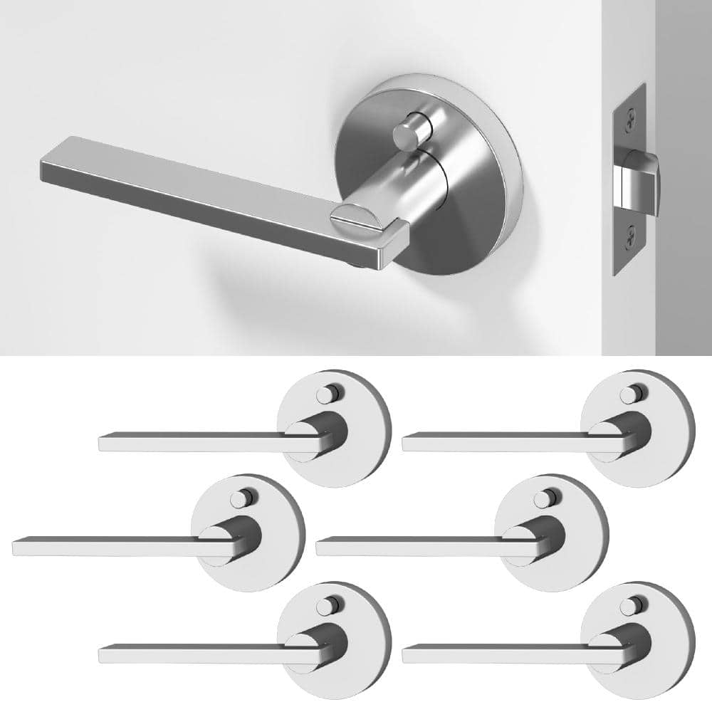 Valli Metal Chrome Privacy Bed/Bath Flat Door Handle with Push Button and Round Rosette 6-Pack price history on PriceWatchPro