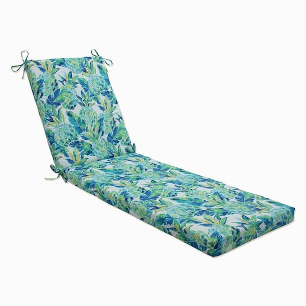 Pillow Perfect Floral 23 x 30 Outdoor Chaise Lounge Cushion in Blue/Green Vida