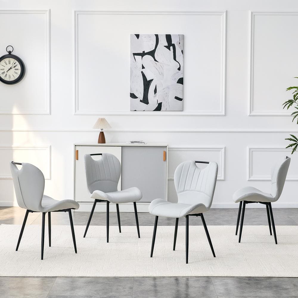 Light Gray Set of 4 PU Leather Upholstered Dining Chairs with Adjustable Feet, Cushions and Integrated Handle price history on PriceWatchPro
