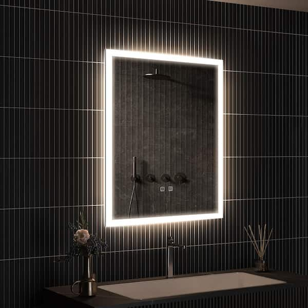 24 in. W x 32 in. H Rectangular Frameless LED Light with 3-Color and Anti-Fog Wall Mounted Bathroom Vanity Mirror