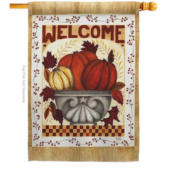 Country House Welcome House Flag Star Fall Primitive Country 2 Sided 28" x 40" 