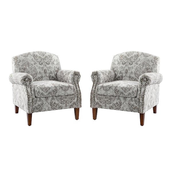 JAYDEN CREATION Gianluigi Beige Armchair with Nailhead Trims (set of 2)