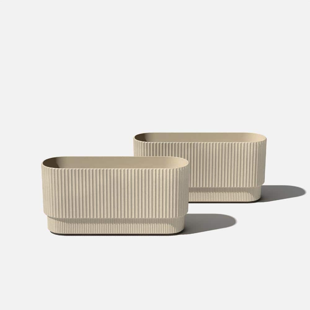Demi Extra Large Sand Plastic Rectangular Long Planter with Drainage Holes (10 in. L x 30 in. W x 14.25 in. H) (2-Pack) price history on PriceWatchPro