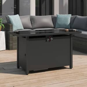 43 in. 50,000 BTU Rectangular Steel Gas Outdoor Patio Fire Pit Table in Dark Grey with Lid