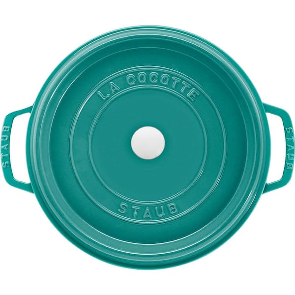 staub Cast Iron 7 qt. Round Cast Iron Dutch Oven in Turquoise with