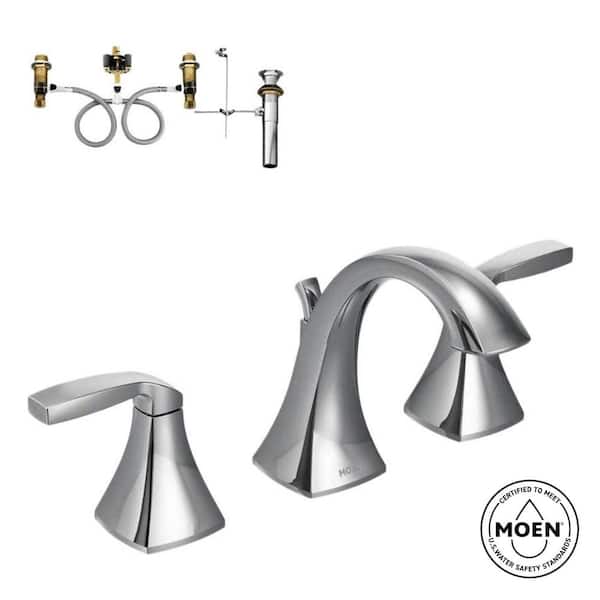 Voss 8 in. Widespread 2-Handle High-Arc Bathroom Faucet in Polished Chrome (Valve Included)