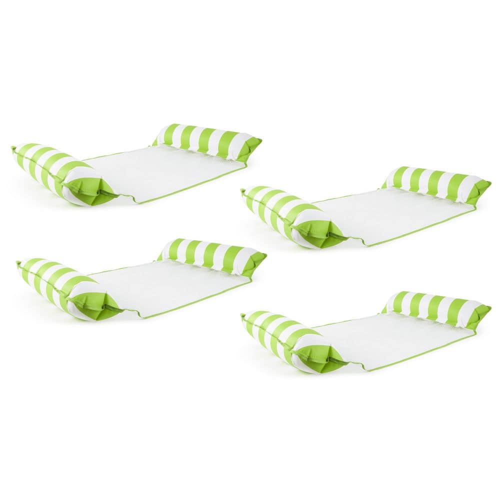 Lime Green Water Inflatable 4-in-1 Pool Hammock Lounger (4-Pack)