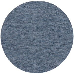 Practical Solutions Navy Blue 8 ft. x 8 ft. Diamond Contemporary Round Area Rug