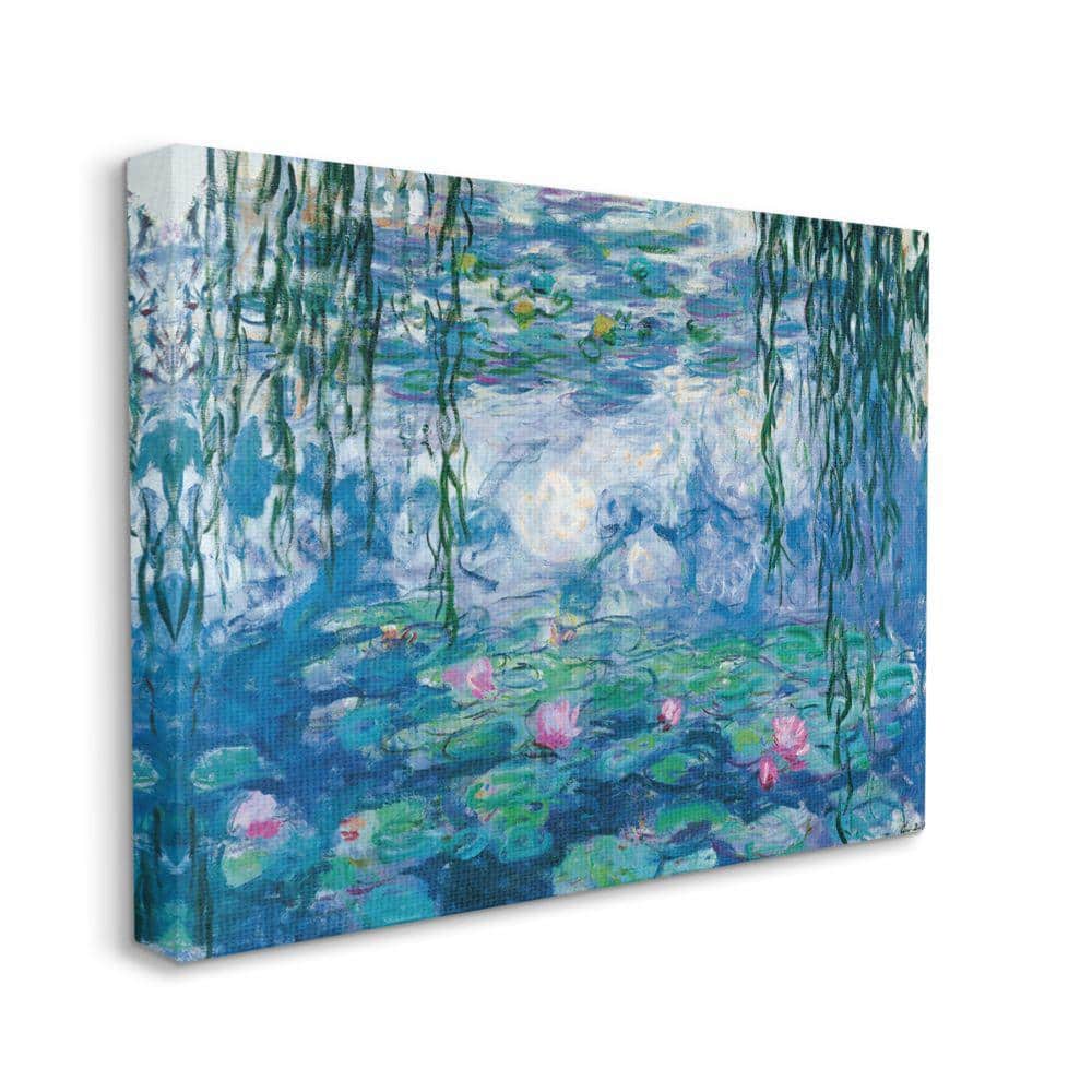 Stupell Industries Classic Water Lilies Painting Monet Pond Detail by Claude Monet Unframed Nature Canvas Wall Art Print 36 in. x 48 in., Blue -  ab-146_cn_36x48