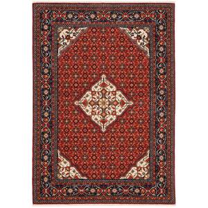 Lillian Red/Blue 10 ft. x 13 ft. Oriental Medallion Wool/Nylon Blend Fringed-Edge Indoor Area Rug