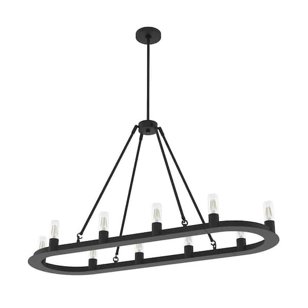 Hunter - Saddlewood 10 Light Natural Iron Linear Chandelier Kitchen Light