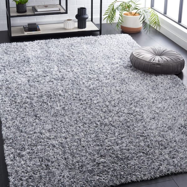 Malibu Shag Silver 10 ft. x 14 ft. Solid Color Area Rug