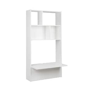 Home Office 30.75 in. White Tall Floating Desk with Storage